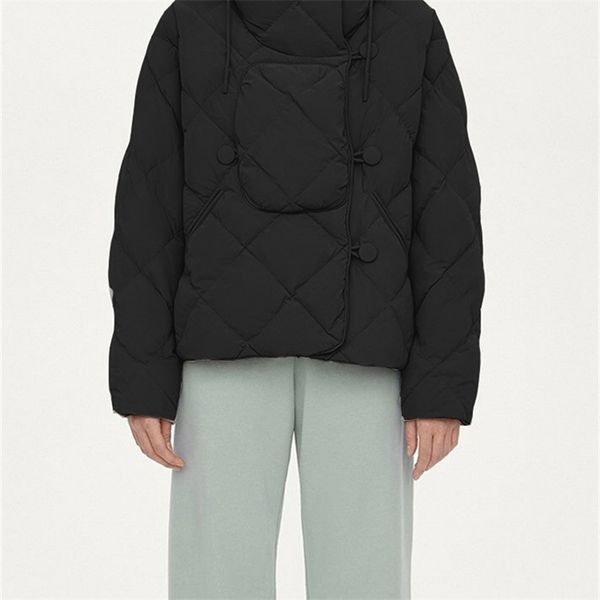 

wixra women loose jacket fashion casual hooded drawstring outwear ladies high street autumn winter coat female clothing 211216, Black