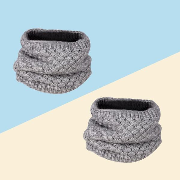 

2pcs black winter neckerchief warm knit neck circle scarf chunky thick loop (dark grey) cycling caps & masks