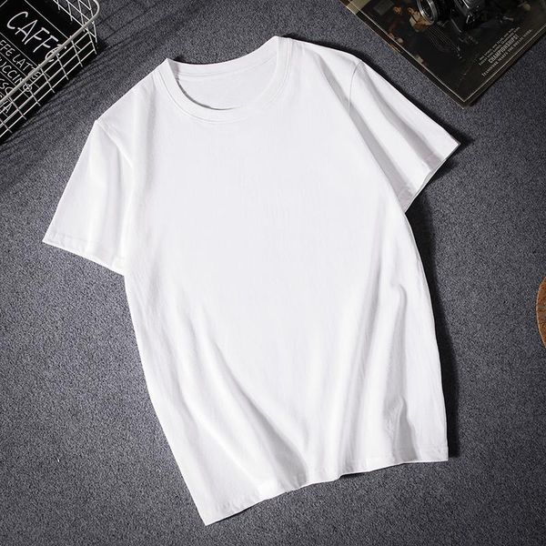 

men's t-shirts 2021 fashion t-shirt summer 100% cotton white solid t shirt men causal o-neck male classical asic, White;black