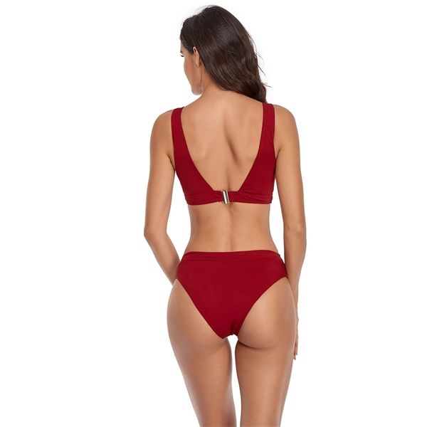 

factoryweqx beach 2021 new bikini solid color resort triangle swimsuit, White;black