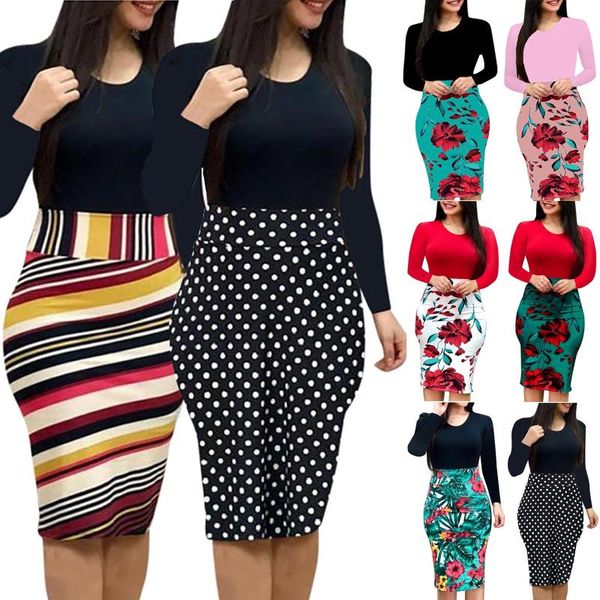

casual dresses floral dress womens long sleeve printed bodycon-holiday party short clothing women 2021 fashion, Black;gray