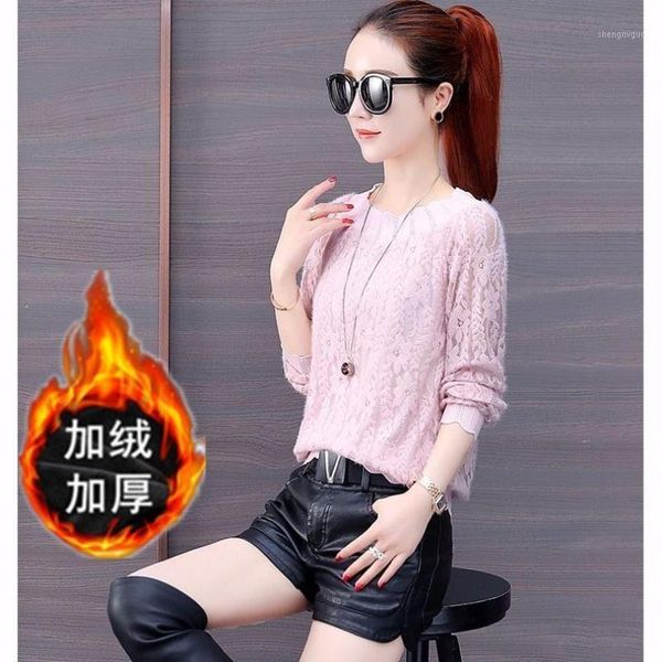 

women's blouses & shirts blouse women lace long sleeve autumn winter coat blusas mujer de moda, White