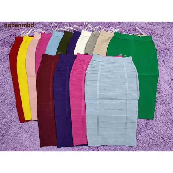 

bandage skirts 16 colors rayon new women celebrity party knee-length red blue green black pink white yellow beige 210401