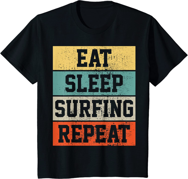 

eat sleep surf surfing retro vintage gift t-shirt men's t-shirts, White;black