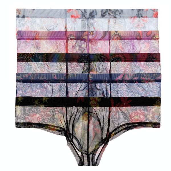 

men seamless underwear boxers ultra-thin transparent boxershorts male low-rise mesh slips homme panties boxer shorts underpants, Black;white