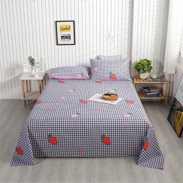 

sheets & sets cotton bedding strawberry print flat bed sheet soft comfortable linen for single twin king queen size x11a