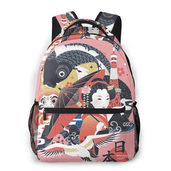 

backpack mountaineering elegant japan concept illustration shoulder bags backpacks