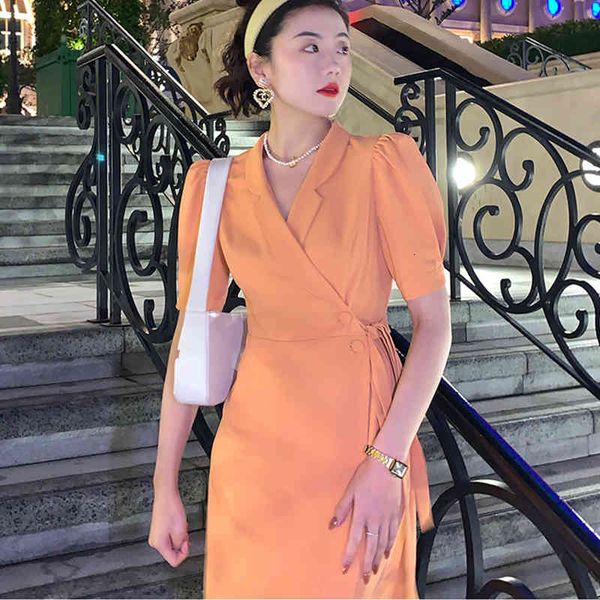 

casual dresses women high slit short sleeve office lady summer clothes french style vacation 2021 tezw, Black;gray