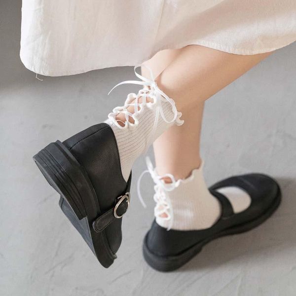 

[cosplacool]korean college stylle princess socks sweet hollow out bind women fashion sokken skarpetki calcetines mujer & hosiery, Black;white