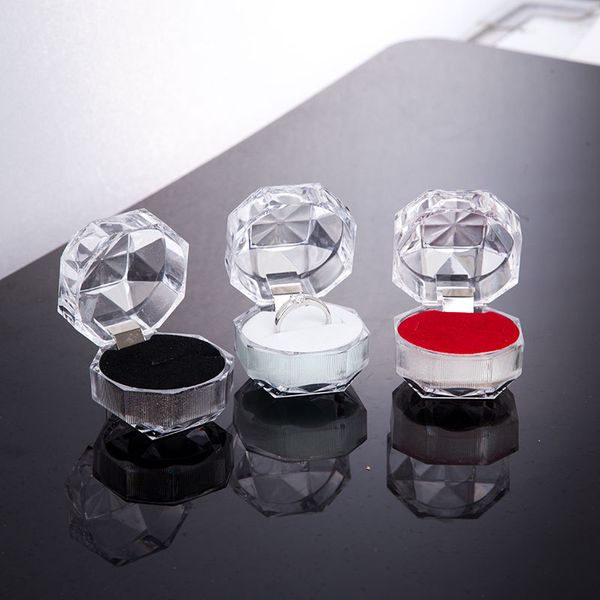 

20pcs rings box jewelry clear acrylic wedding gift ring stud dust plug, Black;white