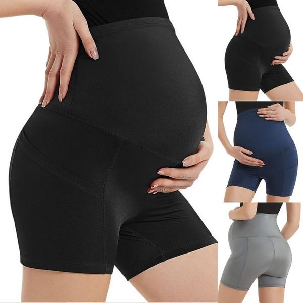 

maternity bottoms pregnant pants women's sports hip lift leggings fitness running shorts pregnancy clothes, White