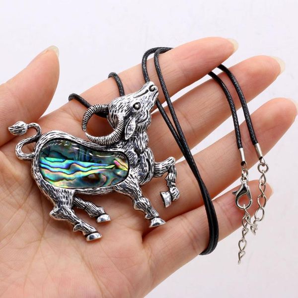 

pendant necklaces natural alloy shell necklace with carved lifelike cow-shaped simple to wear for women charm jewelry 50x56mm, Silver