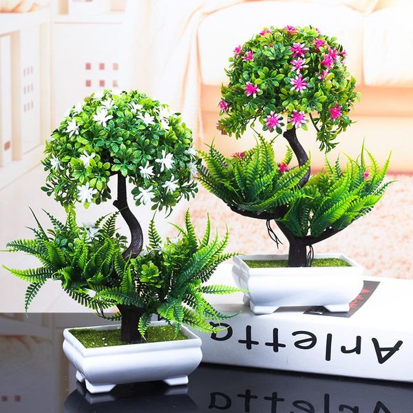 

colorful artificial plants bonsai small tree pot fake for home & garden decoration decorative flowers wreaths