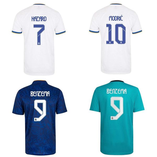 

21 22 real madrid jerseys hazard benzema soccer jersey 2021 2022 asensio modric football shirt marcelo valverde maillot de foot, Black;yellow