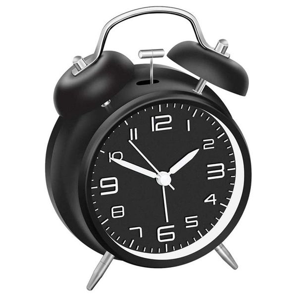 

other clocks & accessories 4 inches twin bell alarm clock with stereoscopic dial, backlight, battery operated loud (black)