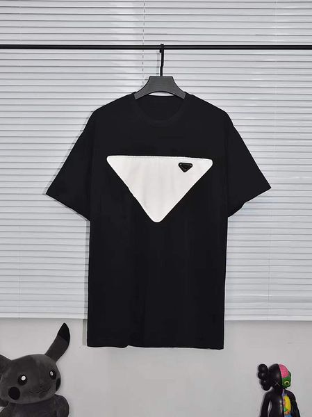 

21ss men printed t shirts triangle color block clothes short sleeve tag letters polo black white 09, White;black