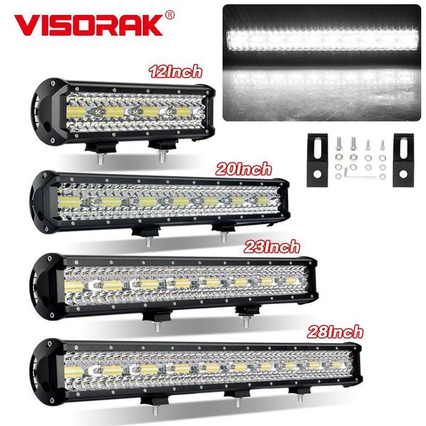 

working light visorak 12 21 23 28" inch triple row flood spot combo beam offroad led bar for truck 4wd 4x4 atv suv pickup auto 12v 24v