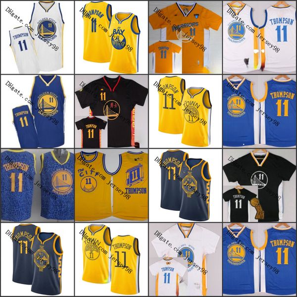 

golden state warriors black 11 klay thompsonmen retro basketball jersey