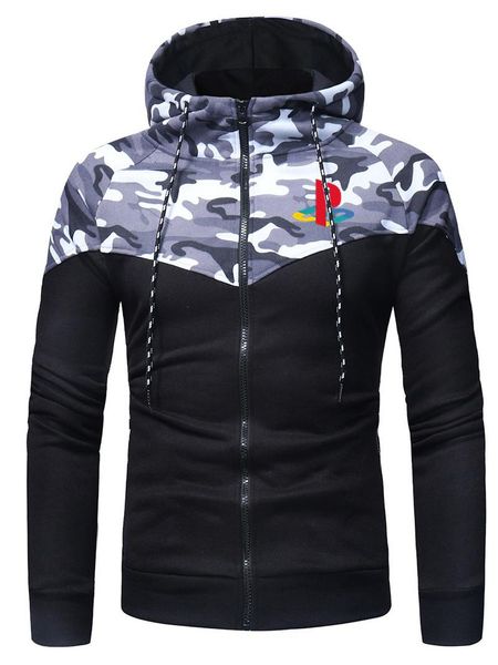 

men's hoodies & sweatshirts 2021 playstation logo hoodie men women casual loose hooded zipper man long sleeve jacket coats wild, Black