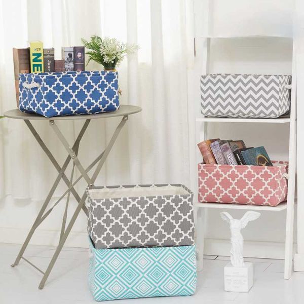 

cube canvas fabric storage basket clothes folding box for nursery underwear toy organizer laundry with handle baskets