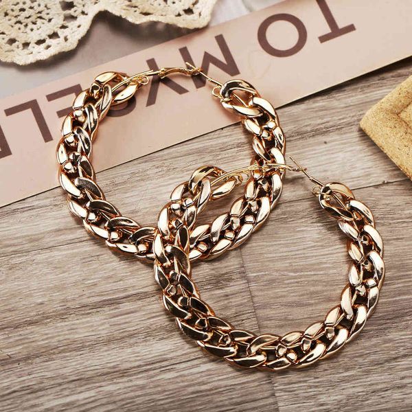 

charms earrings 51006 hanzhishang chain creative simple exaggerated gold alloy, Golden