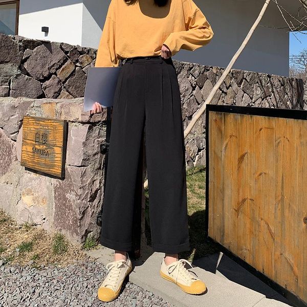 

men's pants 2021 summer high waist easy leisure time volume edge nine part show a sense of sagging directly cuffless trousers, Black