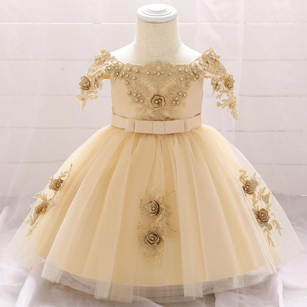 

girl's dresses summer spring baby girls dress toddler baptism clothes embroidery bow design princess tutu birthday party ball gown, Red;yellow