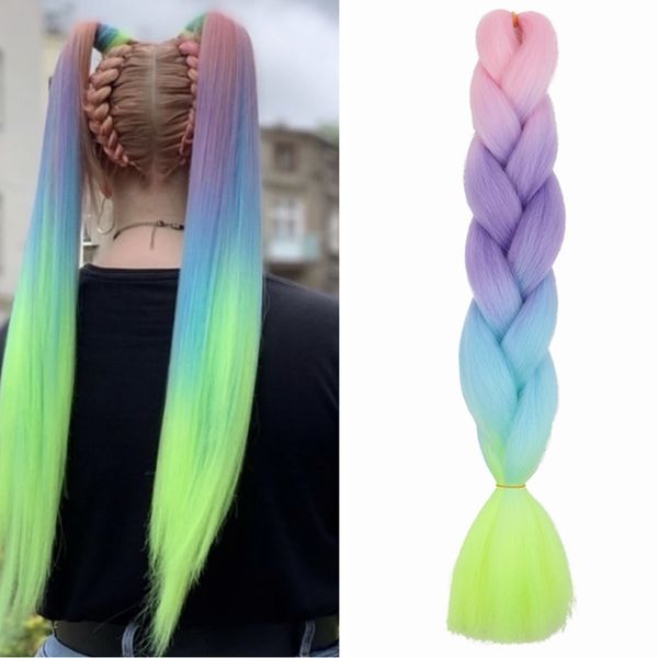 Ombre Synthetische Flechtflecht Haarverlängerungen 24inch 100g Untere Temperatur Faser Jumbo Twist Braids