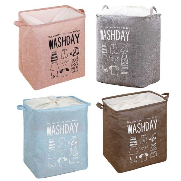 

super large laundry basket foldable storage hamper with drawstring cover water-proof linen toy clothes baskets
