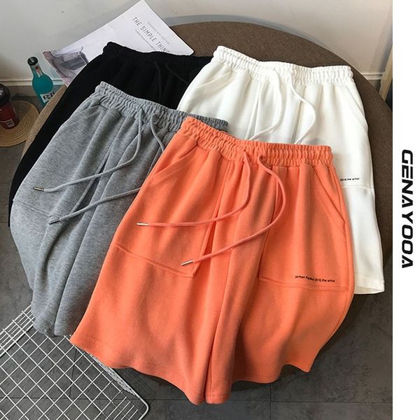 

genayooa cotton high waist women summer korean style biker shorts feminino fitness sportwear ladies short femme 210417, White;black