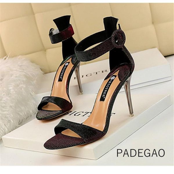 

high heel 2021 women sandals bling fashion party woman elegant luxury shoes, Black