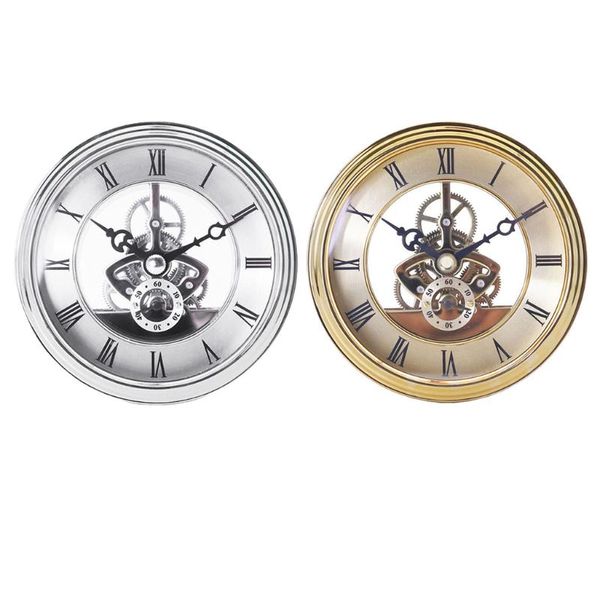

wall clocks 10pcs 97mm metal perspective clock roman numeral silent silver golden