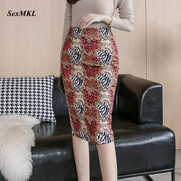 

skirts women's leopard 2021 fashion high waist printed pencil skirt autumn winter clothes office elegant bodycon, Black