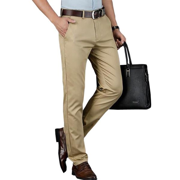 

men's pants spring summer business brand stretch straight men casual trousers clothing, Black