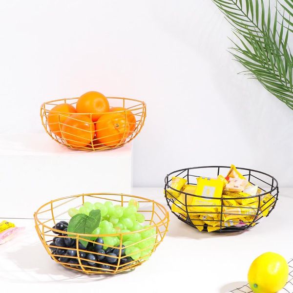 

hanging baskets 1pc iron storage basket fruit vegetable modern creative food holder gold black kitchen metal
