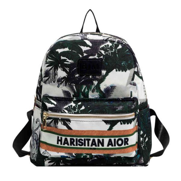 

purses outlet winter new graffiti canvas broken flower student schoolbag fashion leisure men's women's universal backpack large