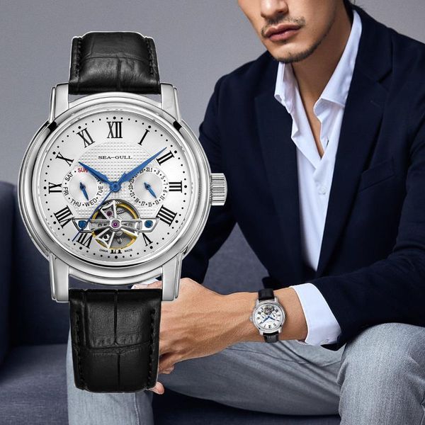 

wristwatches seagull watches mens 2021 brand wheel automatic mechanical watch for men d819.624, Slivery;brown