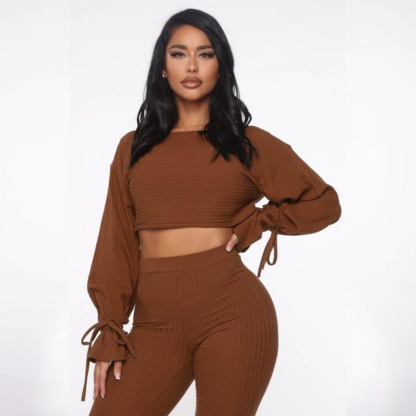 

women's tracksuits bare midriff european and american clothing 2021 fashitrousers suit two-piece, Gray