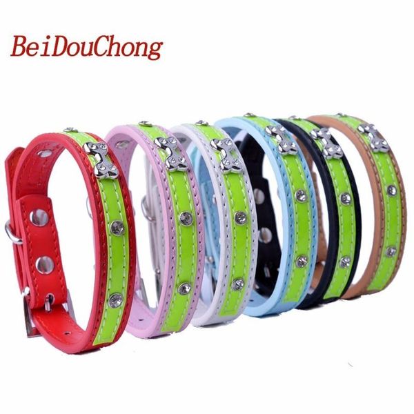 

wholesale pu leather pet puppy dog cat collar designer diamante studded accessories products for small dogs cats collars & leashes
