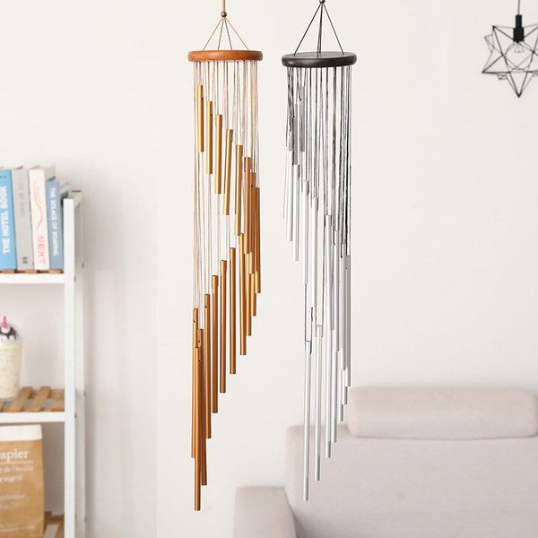 

decorative objects & figurines rotating 18-tube wind chimes wall hanging home nordic style wood metal aluminum tube decorations festive relo