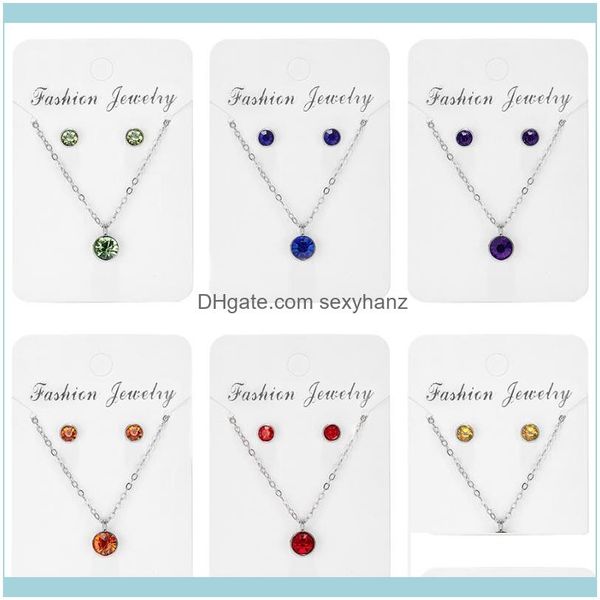 

jewelryfashion jewelry sets for women weddings 7 colors cubic zirconia sier plated chain necklace earrings exquisite set & drop delivery 202, Silver