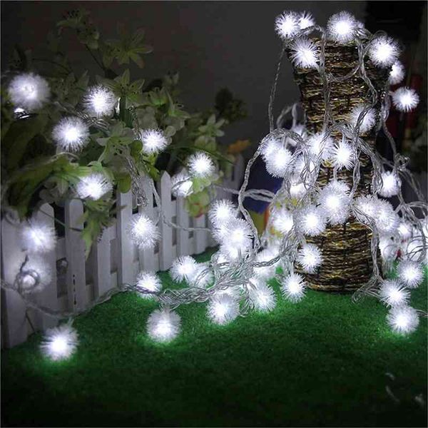 

plush ball battery dandelion snowball 20led day decoration string lamp