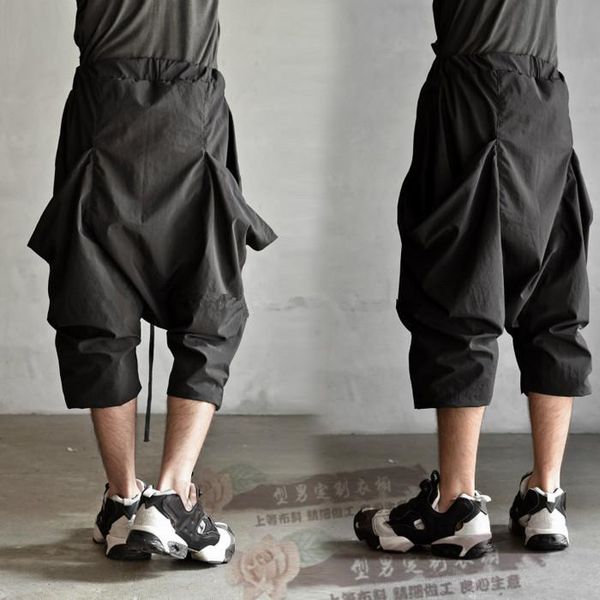 

men's clothing hair stylist nightclub bigbang casual loose capris pants harem plus size costumes 27-46, Black
