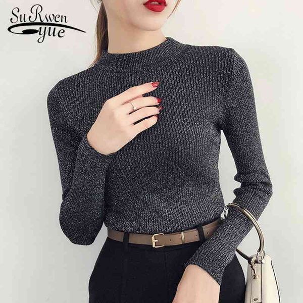 

winter solid black sweater women autumn long sleeve pullover knitted turtleneck sweater femme clothing 5042 60 210508, White;black