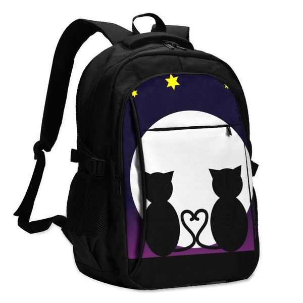 

backpack usb charging lapwomen's for teenage students girls school cat in love with moon travel bagpack