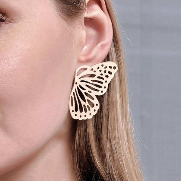 

dangle & chandelier 1 pair big butterfly animal earrings gold color trendy exaggerated women girls wedding party jewelry accessories gift, Silver
