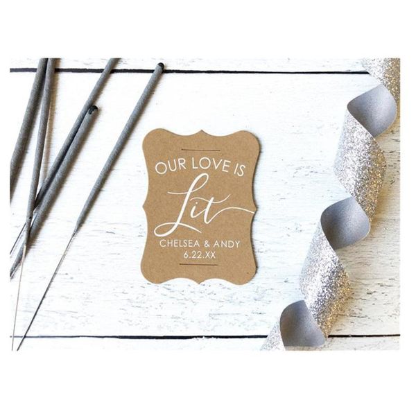 

greeting cards our love is lit wedding sparkler tags custom send off item label favor