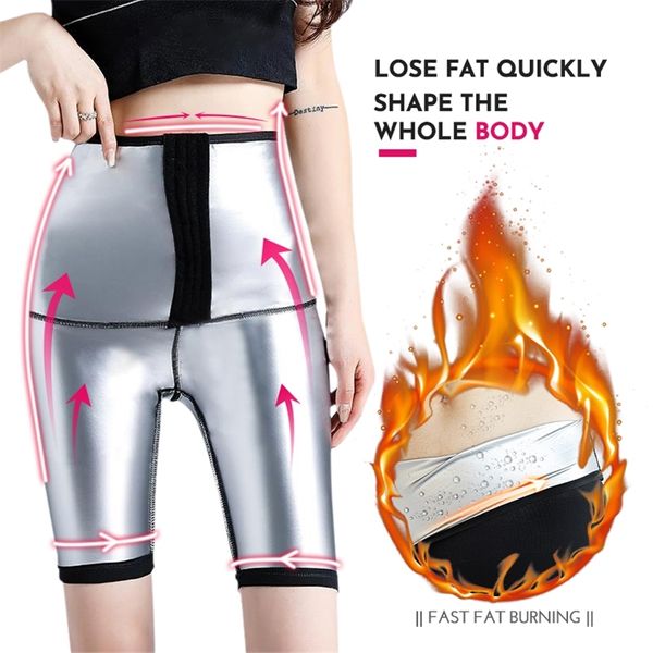 Pantaloni da sauna per il sudore Body Shaper Perdita di peso Pantaloni dimagranti Donna Allenatore per la vita Pancia Hot Thermo Leggings per il sudore Allenamento fitness 210402