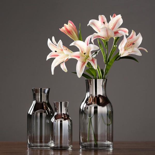 

vases vintage simple plating glass vase tableplant bonsai flower wedding decorative home decoration accessories