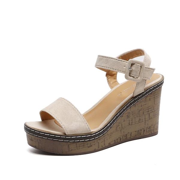 

dress shoes woman sandals summer wedges pumps high heels platform peep toe buckle strap fashion breathable gladiator, Black